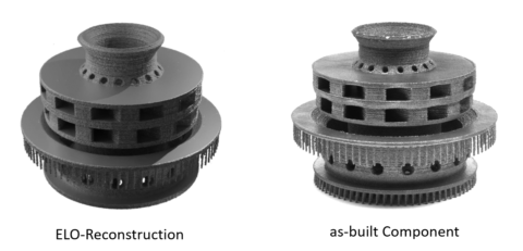 Vergleich zwischen 3D-Rekonstruktion aus Prozessbeobachtungsdaten und finalem Bauteil